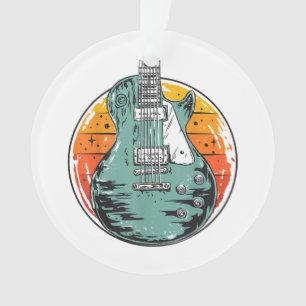 Ornamento Guitarra Elétrica Retro Pôr do Sol Vintage Banda d
