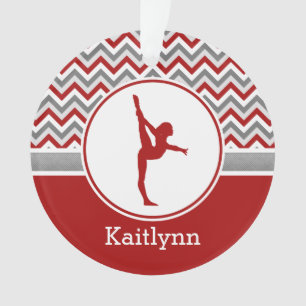 Ornamento Gymnast vermelho de Chevron personalizado com