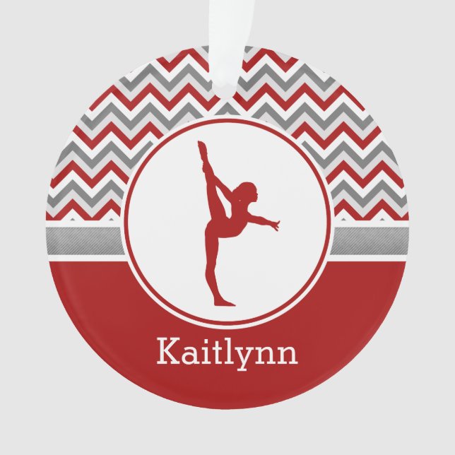 Ornamento Gymnast vermelho de Chevron personalizado com (Frente)