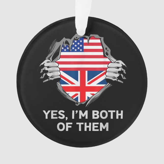 Ornamento Half American Half British USA England Flag Mens W (Frente)