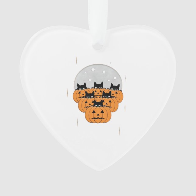 Ornamento Halloween  Cats  Pumpkins  Black Background  Illus (Frente)