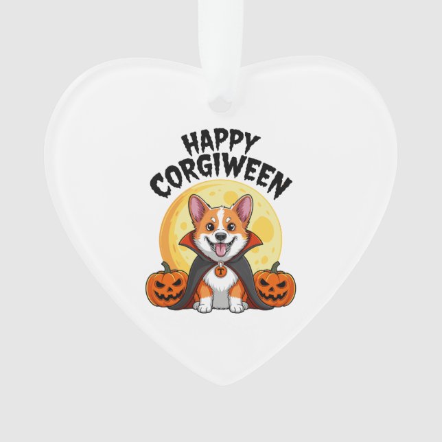 Ornamento Halloween Corgiwing, Spooky Corgi Dog (Frente)