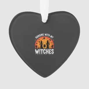 Ornamento Halloween Pendurado Com Minhas Bruxas Lua Vintage