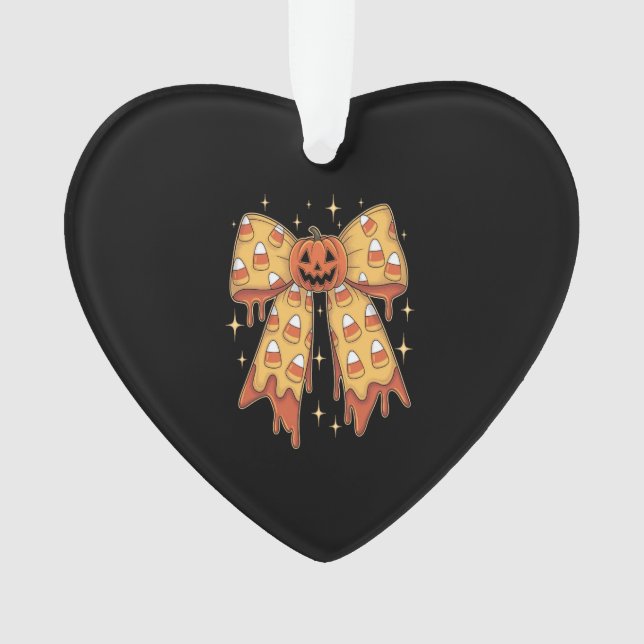 Ornamento Halloween Pumpkin Bow Candy Corn (Frente)