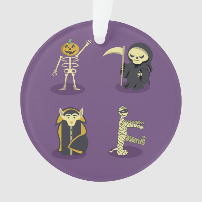 Ornamento Halloween Skeleton Dracula Mummy Grim Reaper (Frente)