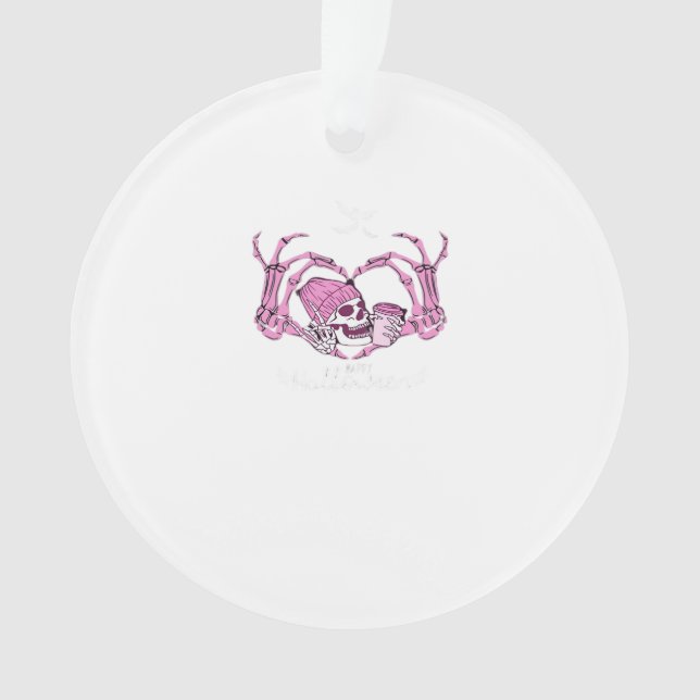 Ornamento Halloween Skull Heart Hands Skeleton Beanie Design (Frente)