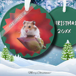 Ornamento Hamster na Flor de Bud Lotus