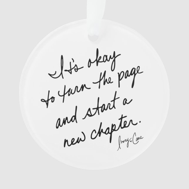 Ornamento Hand-Scripted Start a New Chapter Inspirational (Frente)