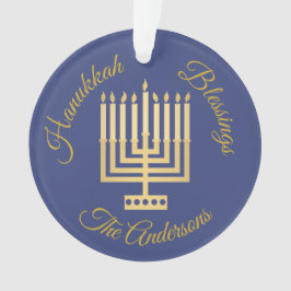 Ornamento Hanukkah Abençoa Menorah Dourada personalizada
