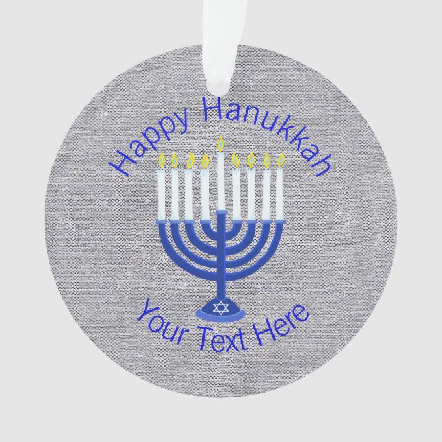 Ornamento Hanukkah Blue Menorah Chrismukkah Bling (Frente)