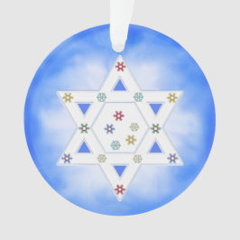 Ornamento Hanukkah Star e Snowflakes Blue