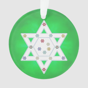 Ornamento Hanukkah Star e Snowflakes Green