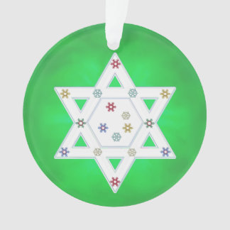 Ornamento Hanukkah Star e Snowflakes Green