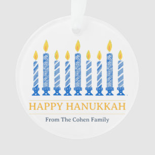 Ornamento Happy Hanukkah Saudação Simples da Vela Elegante