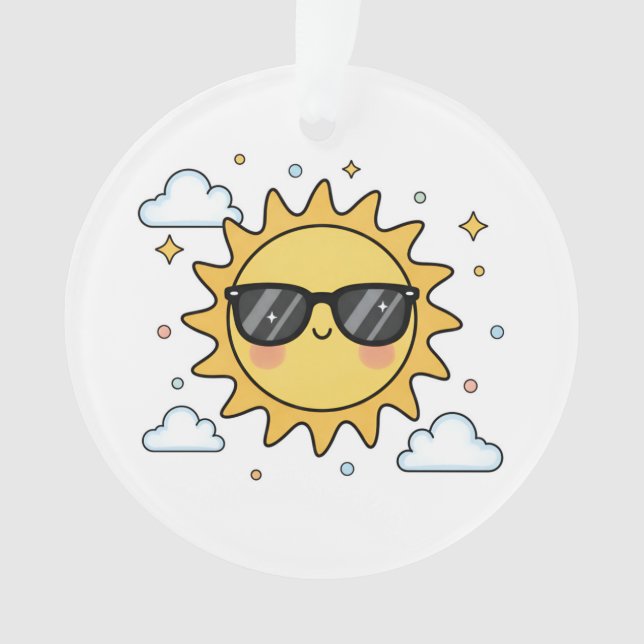 Ornamento Happy Smiling Sun Cartoon - Minimalist Kawaii Suns (Frente)