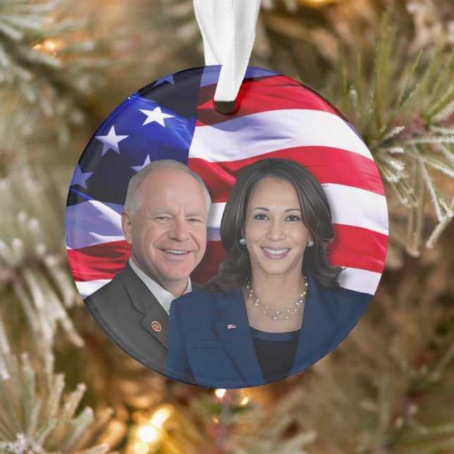 Ornamento Harris Waltz Foto 2024 - Kamala Harris Tim Waltz (Árvore)