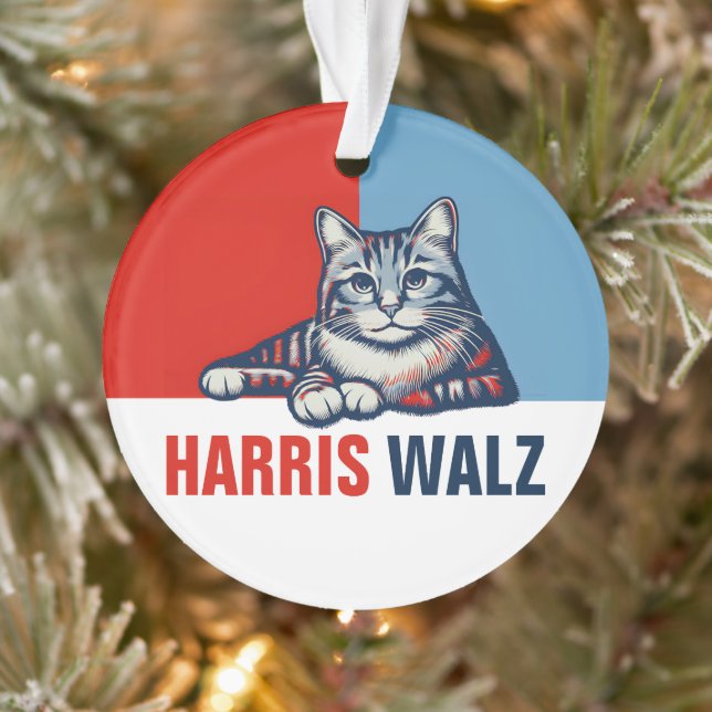 Ornamento Harris Walz 2024 Obviamente Blue Cat (Árvore)