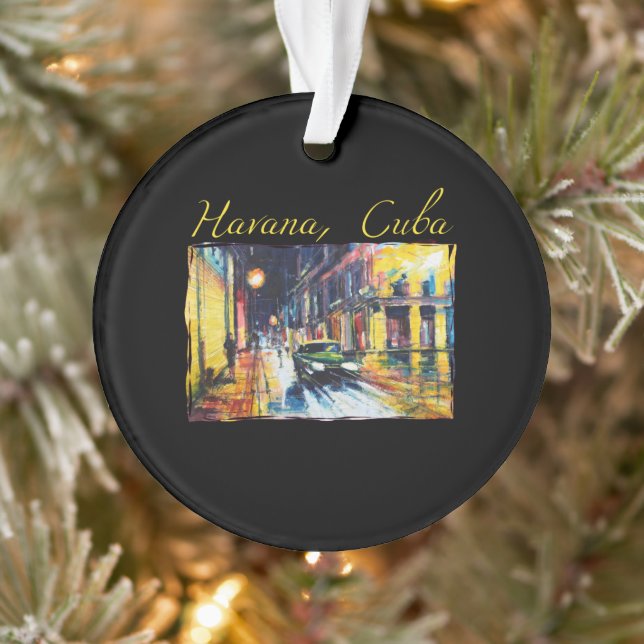 Ornamento Havana Cuba - Cena Noturna de Habana Vieja (Árvore)