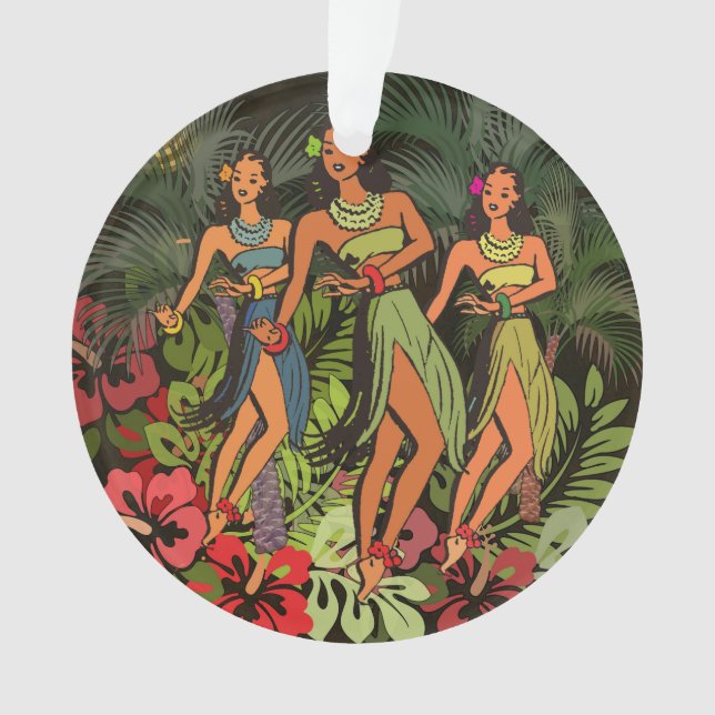 Ornamento Hawaii Aloha Palm Hula Art Design (Frente)
