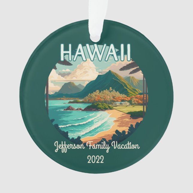 Ornamento Hawaii Beach Family Vacage Retro (Frente)
