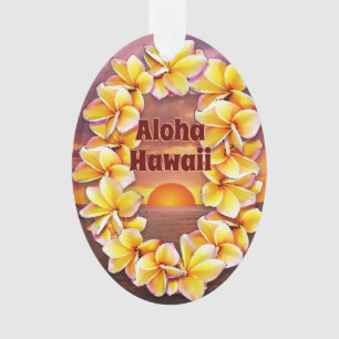 Ornamento Hawai'i Lei com Aloha Acrylic