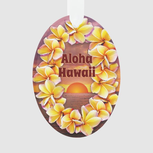 Ornamento Hawai'i Lei com Aloha Acrylic (Frente)