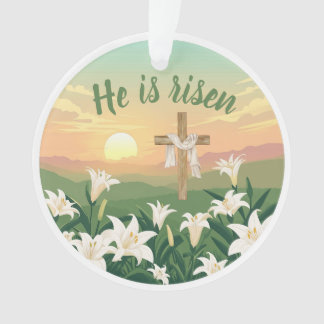 Ornamento He is Risen Easter Sunrise Personalized Ornament