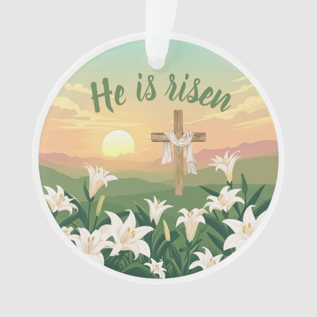 Ornamento He is Risen Easter Sunrise Personalized Ornament (Frente)