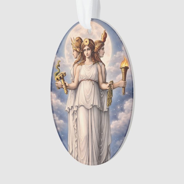 Ornamento Hécate Tríplice Deusa Arte Celestial da Lua – mito (Frente)