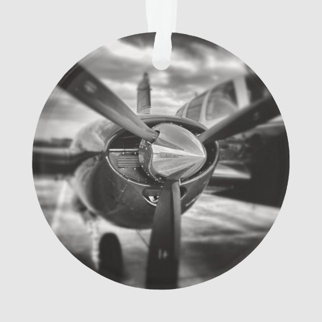 Ornamento Hélice de avião preto e branco (Verso)