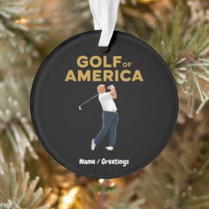 Ornamento Hilarie Funny Golf da América Memória Trump Pun