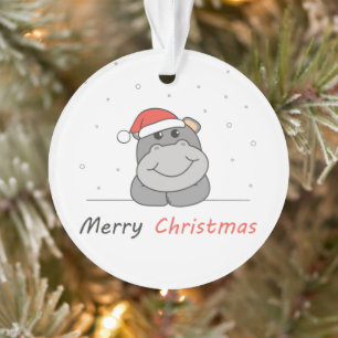 Ornamento Hippo Christmas Snow Winter Animais Hippos