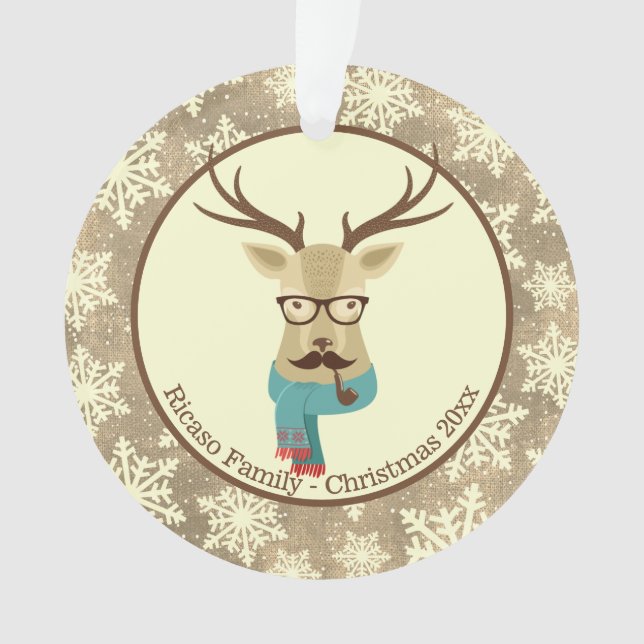 Ornamento Hipster Personalizado de Natal (Frente)