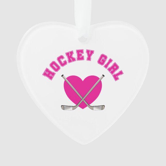 Ornamento Hockey Girl Pink Heart (Frente)