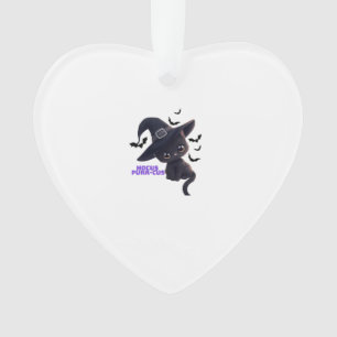 Ornamento Hocus Purr-cus Gato Preto Fofo Arte de Halloween C