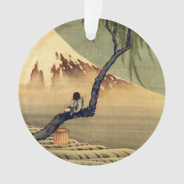 Ornamento Hokusai Boy Vivendo o Monte Fuji Japonês (Frente)
