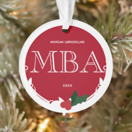 Ornamento Holly Berry Red White Name Year MBA Graduação