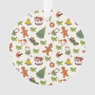 Ornamento Holly de Natal, bolo e pão-de-açúcar