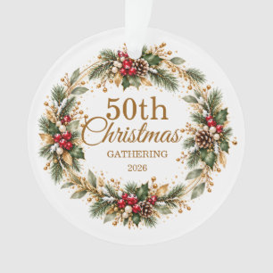 Ornamento Holly Pine Snow Gold Natal