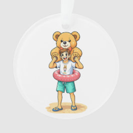 Ornamento Homem de Desenho Animado Fofo com Urso de Pelúcia