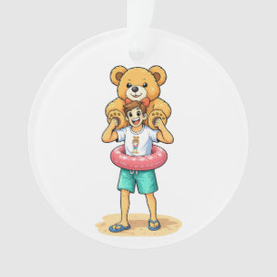 Ornamento Homem de Desenho Animado Fofo com Urso de Pelúcia