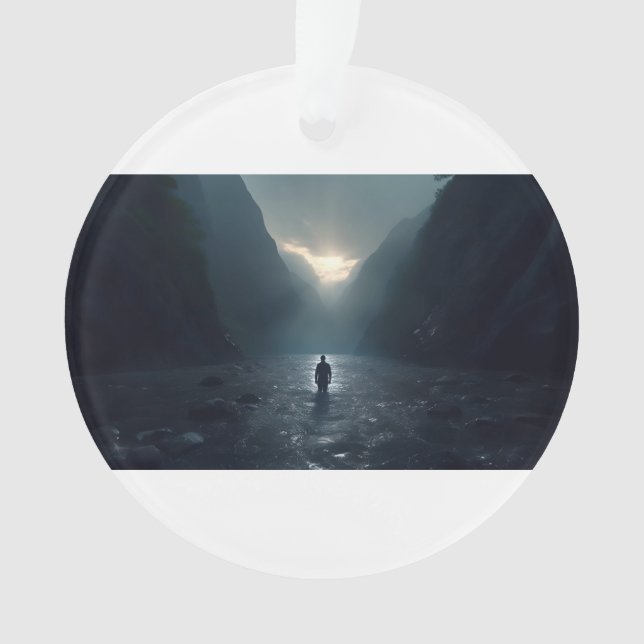 Ornamento Homem no amanhecer no espantoso Vale da Montanha M (Frente)