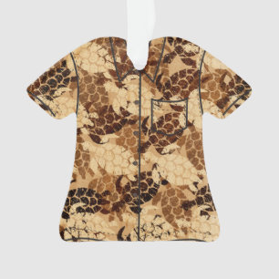 Ornamento Honu Sea Turtle Havaiana Faux Wood Aloha Shirt