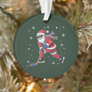 Ornamento Hóquei no Gelo Natal Papai Noel Jogando Esportes n