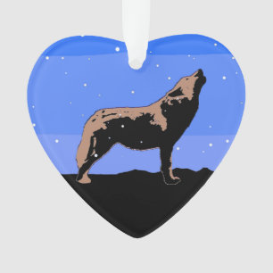 Ornamento Howling Wolf no inverno - Arte original sobre a vi