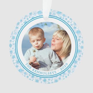 Ornamento Icy Blue Snowflakes Família Natal 2