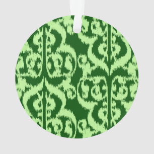Ornamento Ikat Damasco Mourisco - pinho e verde menta