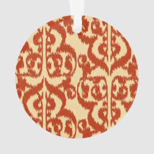 Ornamento Ikat Moorish Damask - laranja Mandarin