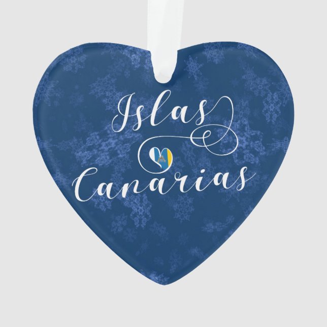 Ornamento Ilhas Canárias Flag Heart, Islas Canarias (Verso)