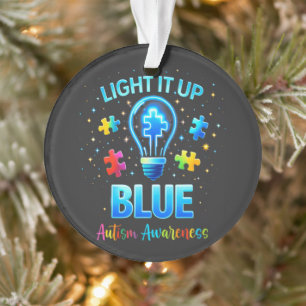Ornamento Ilumine de Azul Conscientização do Autismo Autista
